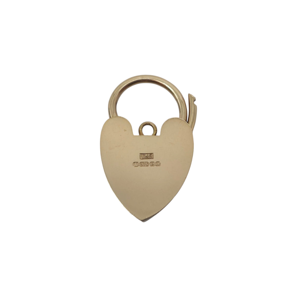 9ct 375 Yellow Gold Heart Shaped Padlock 1975 L 2.5 cm 3.4 g.
