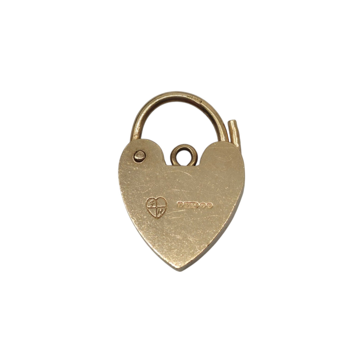 9ct 375 Yellow Gold Heart Shaped Padlock 1970 L 1.8 cm 1.5 g.