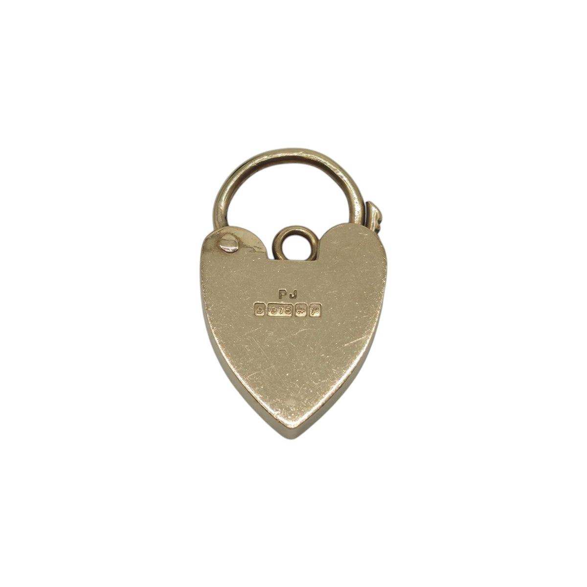 9ct 375 Yellow Gold Engraved Heart Shaped Padlock 1964 L 2.3 cm 3.0 g.