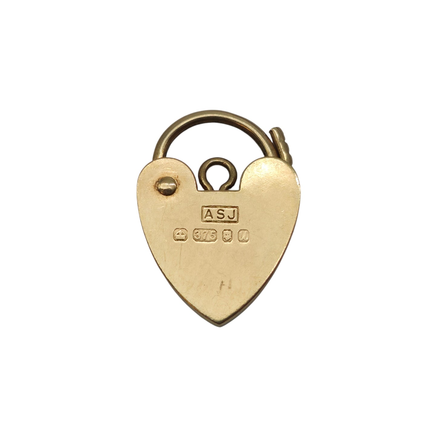 9ct 375 Yellow Gold Heart Shaped Padlock 1994 L 1.7 cm 1.5 g.