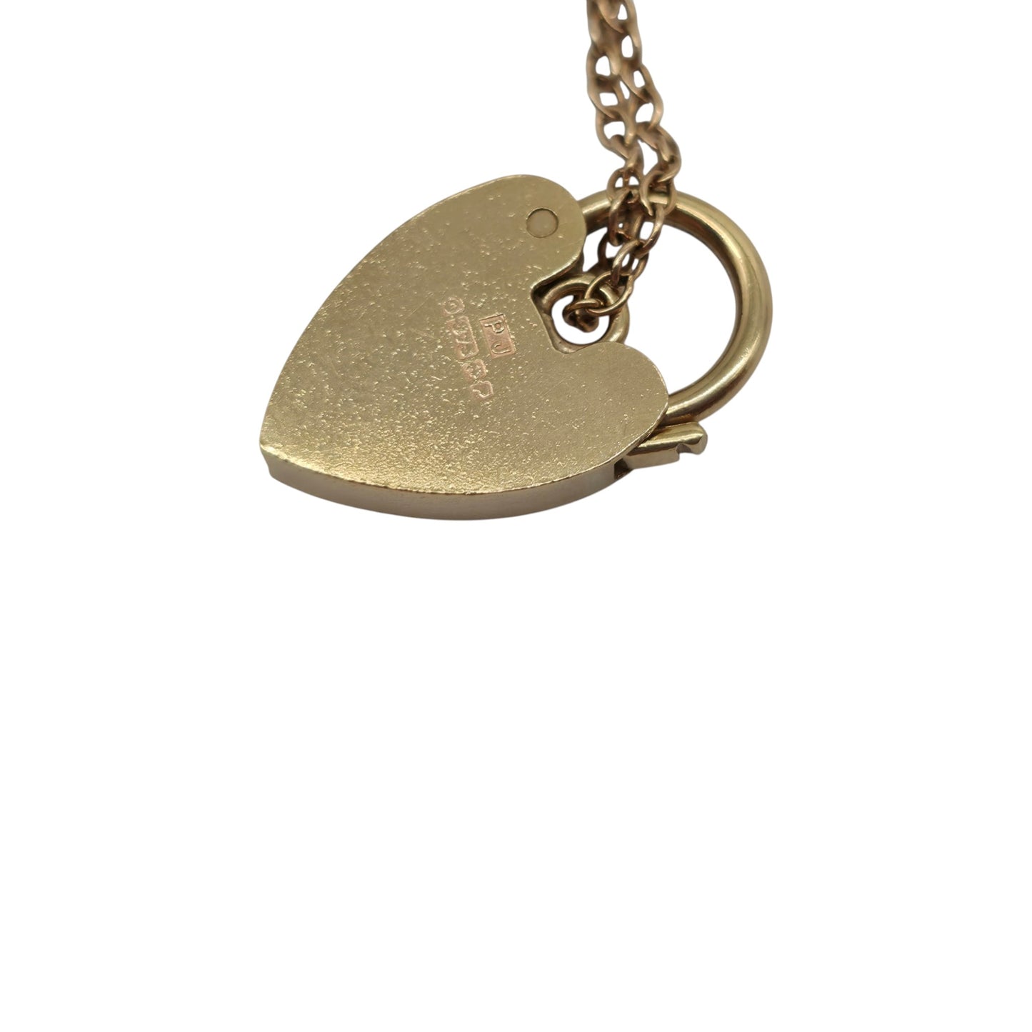 9ct 375 Yellow Gold Heart Shaped Padlock 1964 L 2.1 cm 2.8 g.