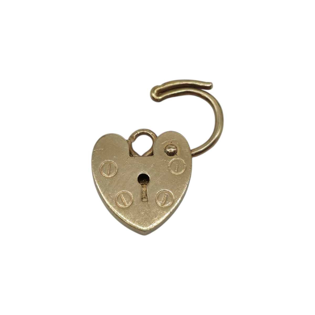 Petite 9ct 375 Yellow Gold Heart Shaped Padlock L 1.4 cm 0.7 g.
