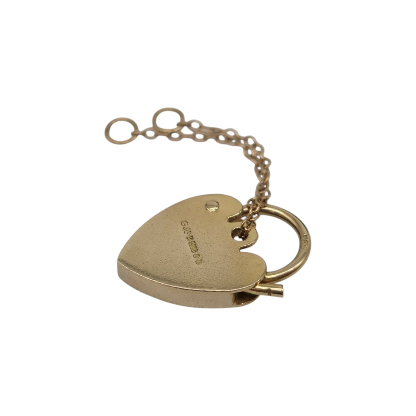 Georg Jensen 9ct 375 Yellow Gold Heart Shaped Padlock 1966 L 2.0 cm 2.5 g.
