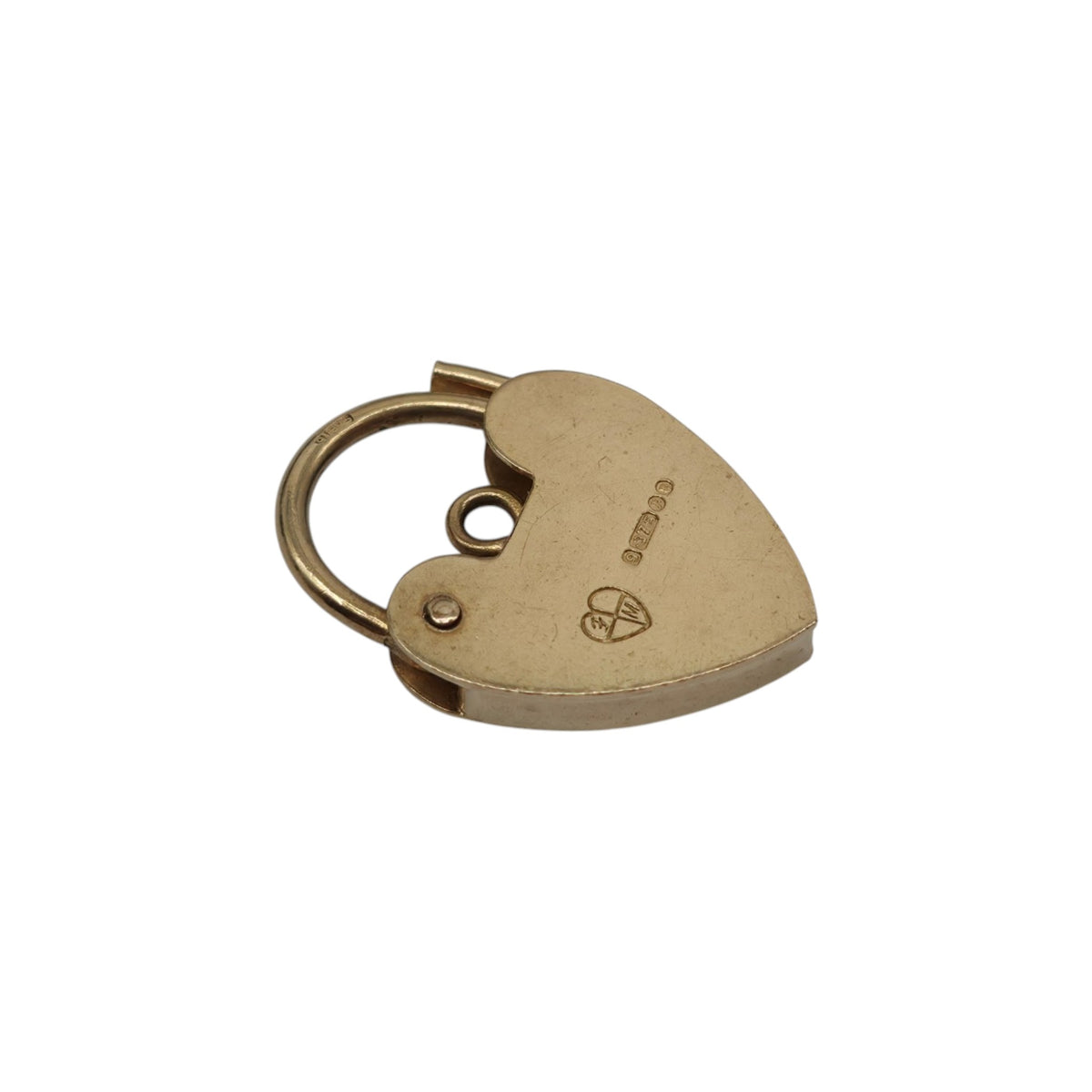 9ct 375 Yellow Gold Heart Shaped Padlock 1970 L 1.8 cm 1.5 g.