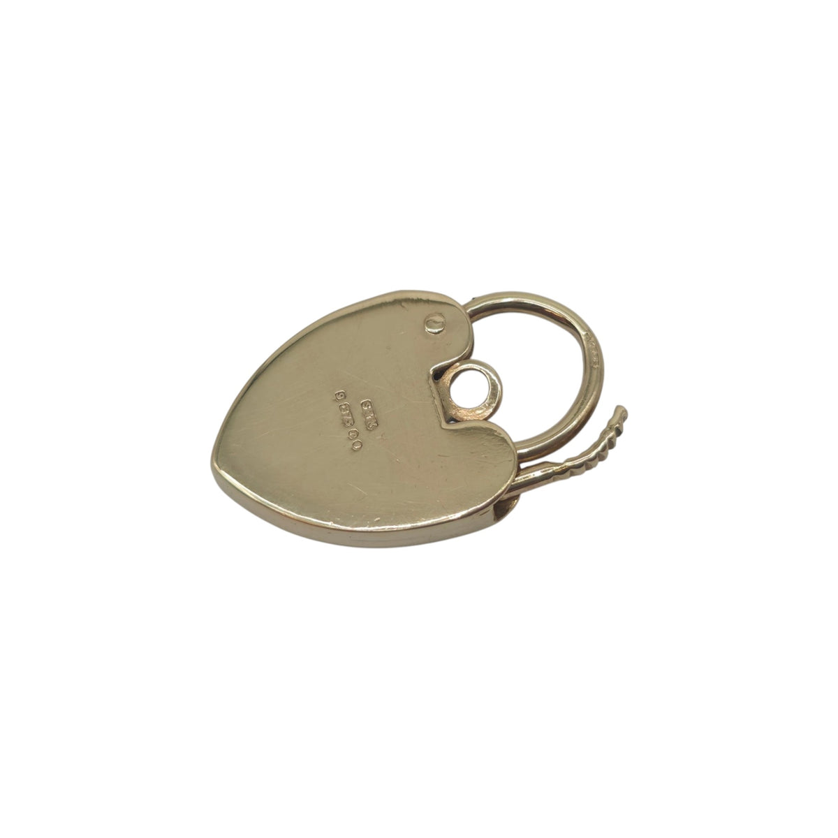 9ct 375 Yellow Gold Engraved Heart Shaped Padlock 1972 L 2.2 cm 2.8 g.