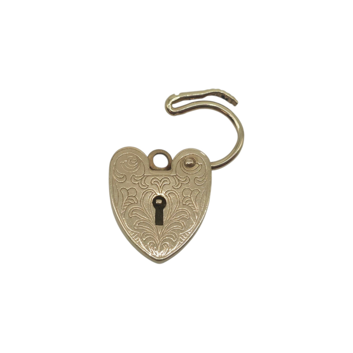 9ct 375 Yellow Gold Engraved Heart Shaped Padlock 1972 L 2.2 cm 2.8 g.