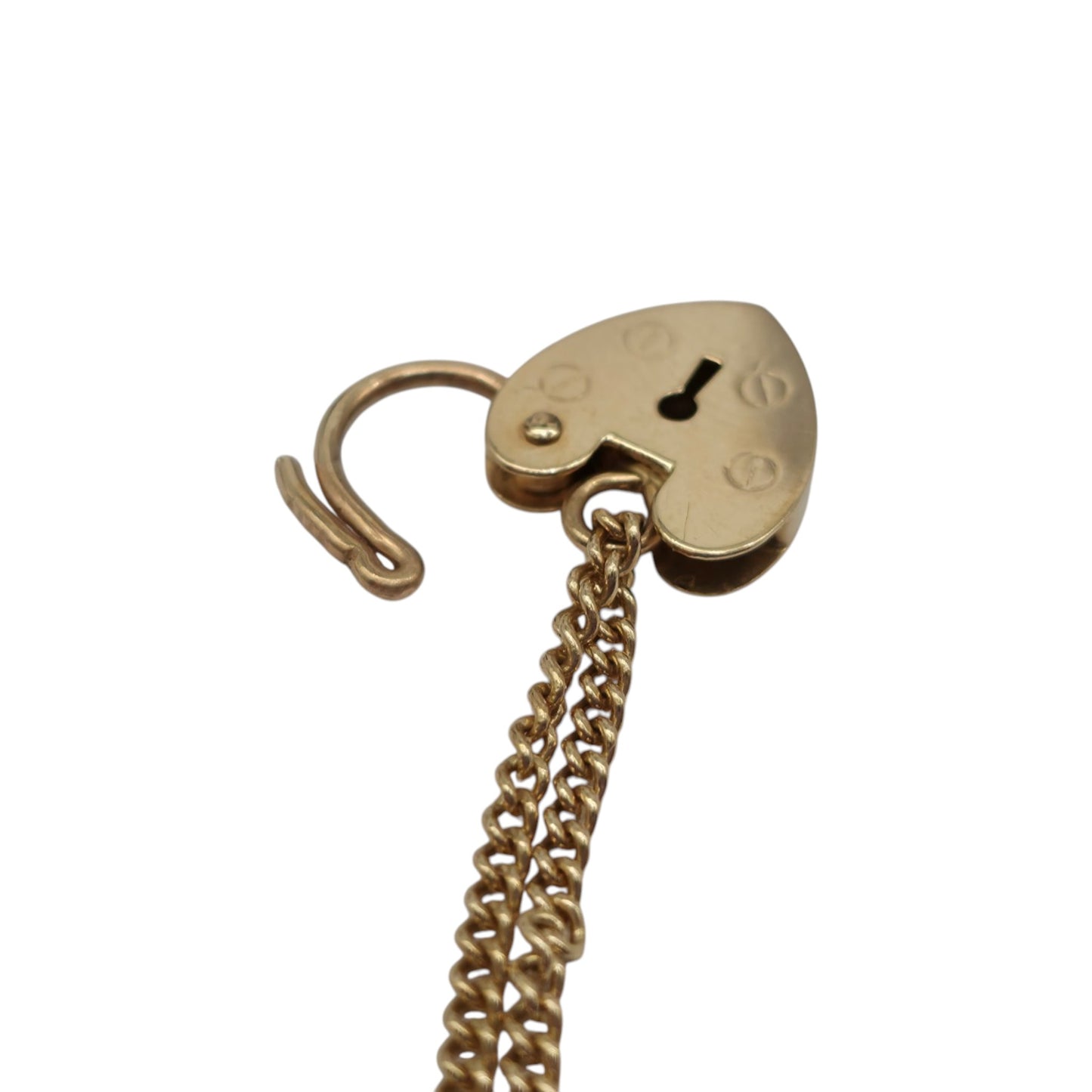 9ct 375 Yellow Gold Heart Shaped Padlock L 1.3 cm 1.2 g.