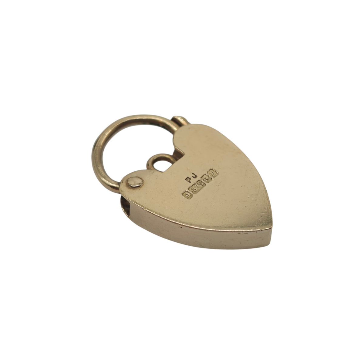 9ct 375 Yellow Gold Engraved Heart Shaped Padlock 1964 L 2.3 cm 3.0 g.