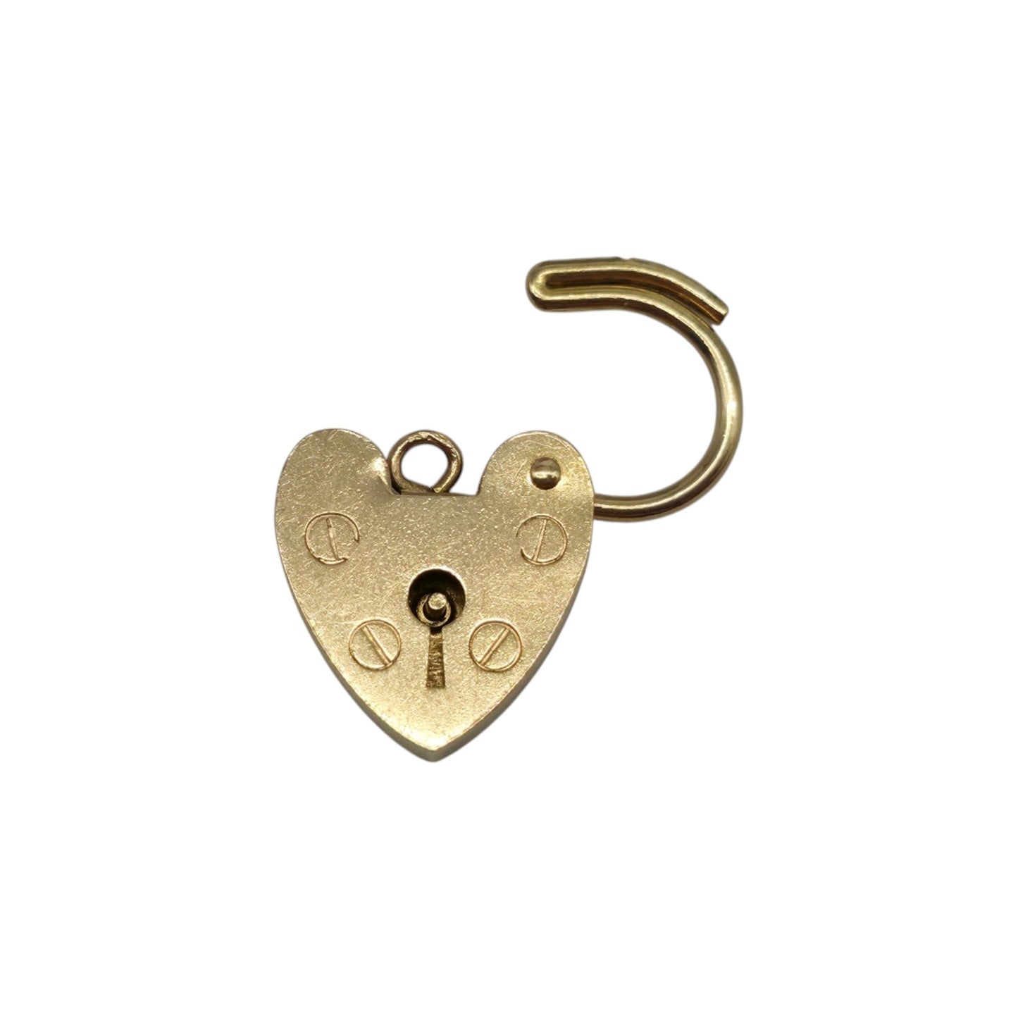 9ct 375 Yellow Gold Heart Shaped Padlock 1973 L 1.7 cm 1.5 g.