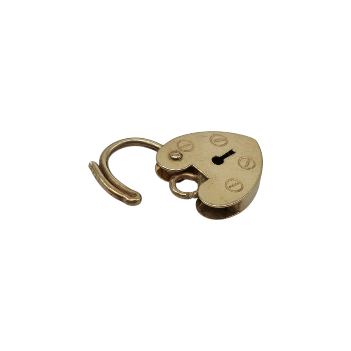 Petite 9ct 375 Yellow Gold Heart Shaped Padlock L 1.4 cm 0.7 g.