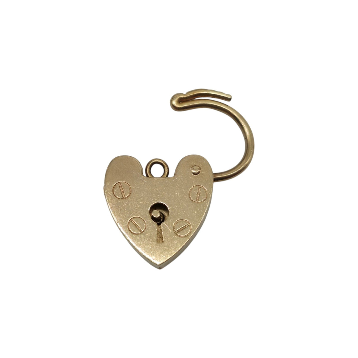 9ct 375 Yellow Gold Heart Shaped Padlock 1970 L 1.8 cm 1.5 g.