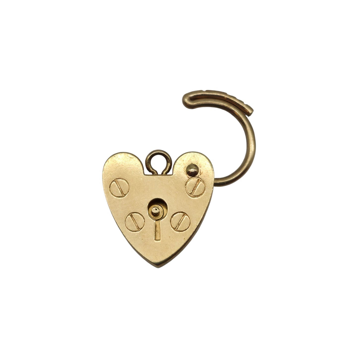 9ct 375 Yellow Gold Heart Shaped Padlock 1994 L 1.7 cm 1.5 g.