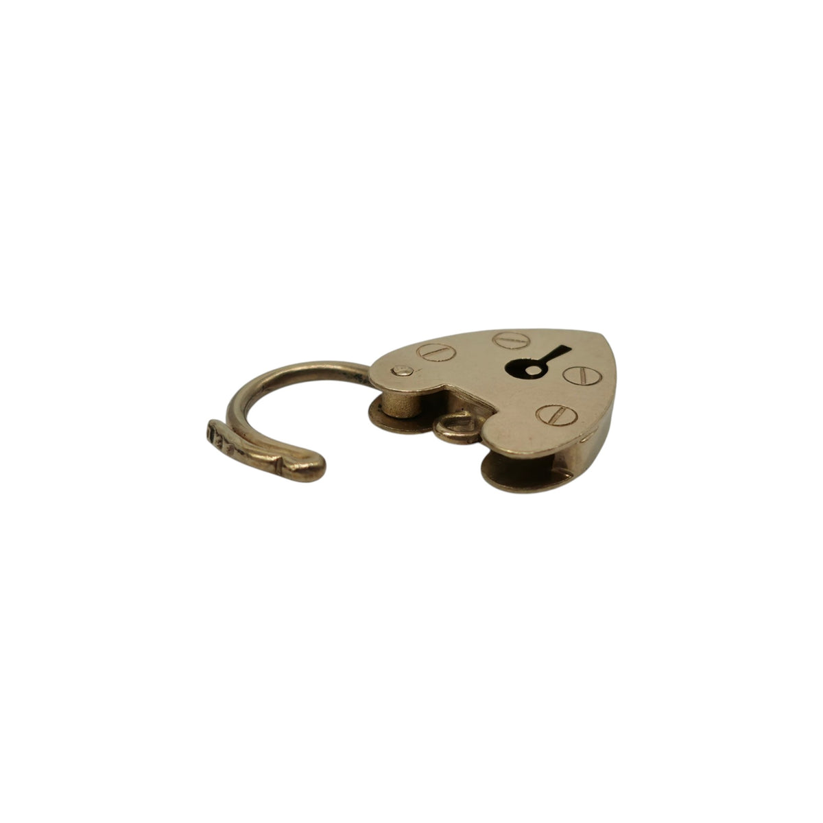 9ct 375 Yellow Gold Heart Shaped Padlock 1970 L 1.8 cm 1.5 g.