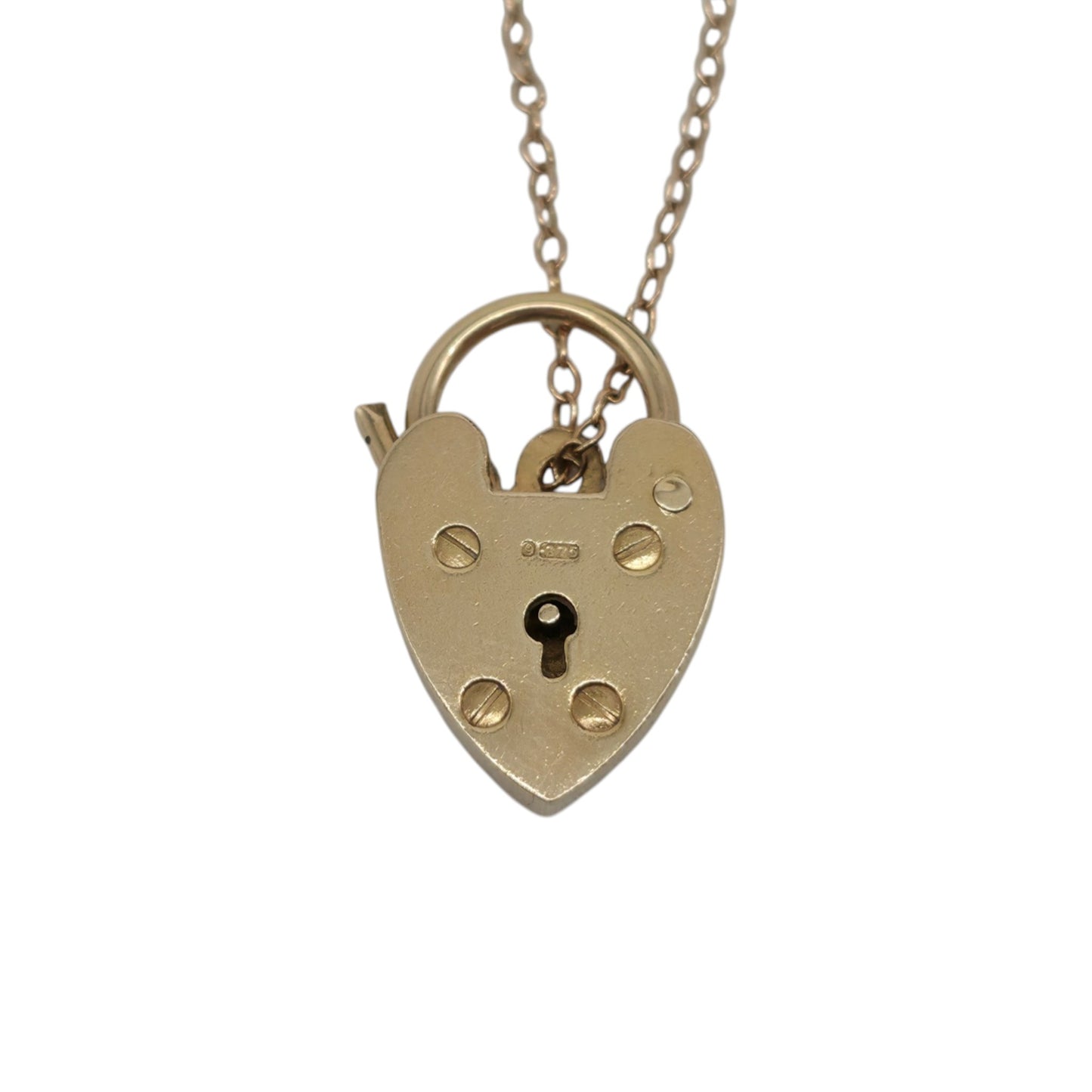 Georg Jensen 9ct 375 Yellow Gold Heart Shaped Padlock 1966 L 2.0 cm 2.5 g.