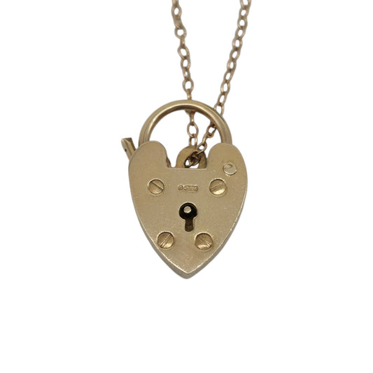 Georg Jensen 9ct 375 Yellow Gold Heart Shaped Padlock 1966 L 2.0 cm 2.5 g.