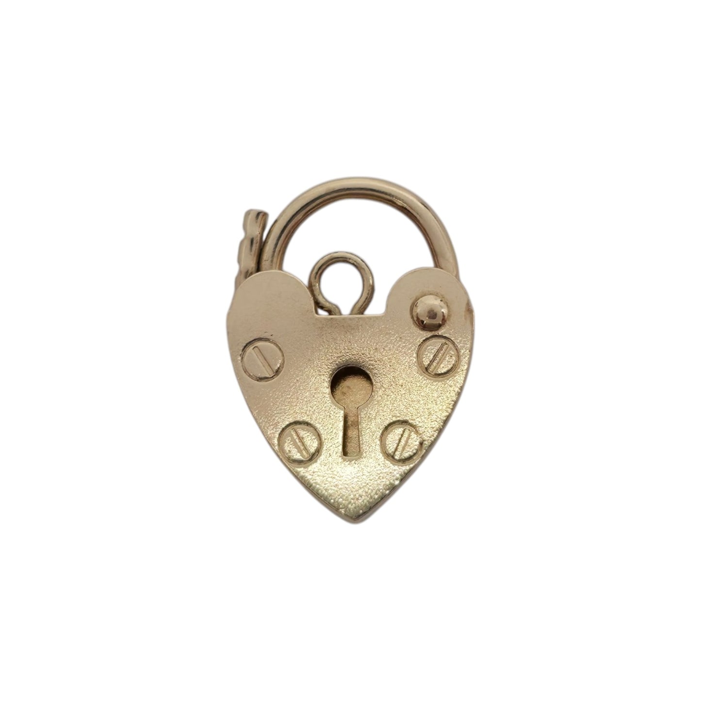 Petite 9ct 375 Yellow Gold Heart Shaped Padlock L 1.3 cm 0.7 g.