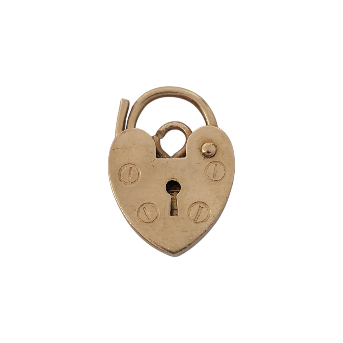 Petite 9ct 375 Yellow Gold Heart Shaped Padlock L 1.4 cm 0.7 g.