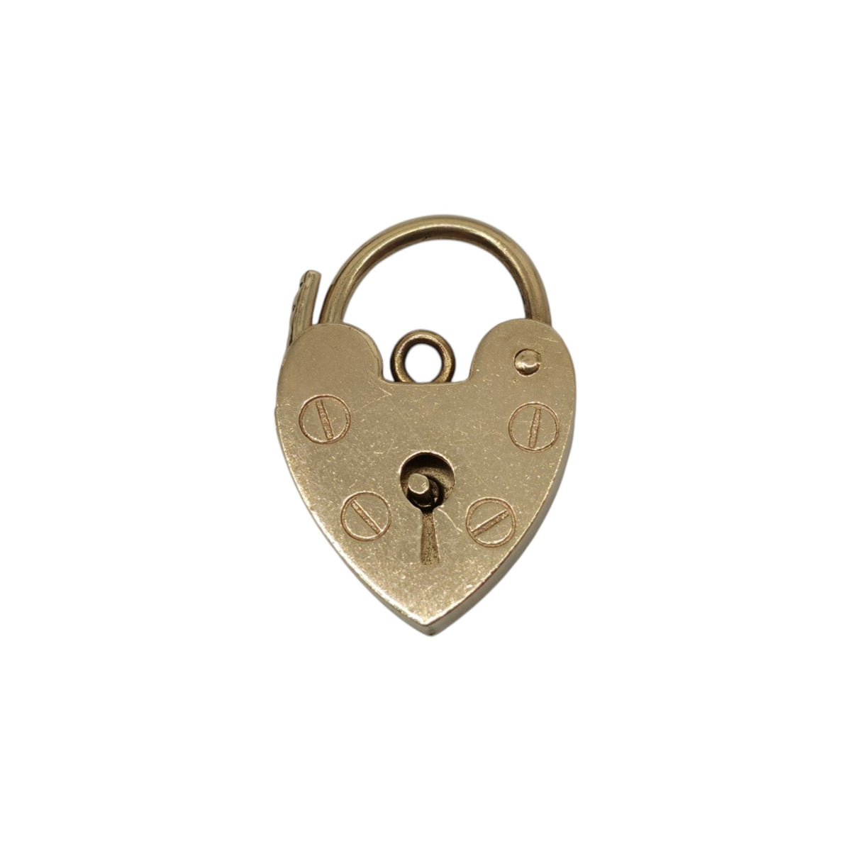 9ct 375 Yellow Gold Heart Shaped Padlock 1970 L 1.8 cm 1.5 g.