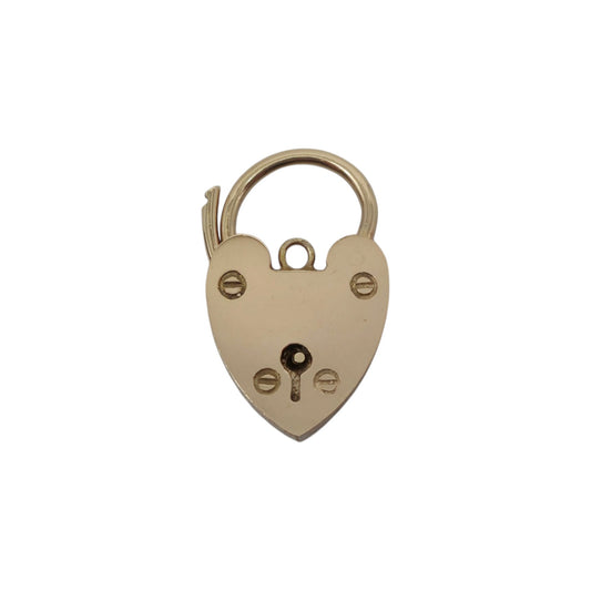 9ct 375 Yellow Gold Heart Shaped Padlock 1975 L 2.5 cm 3.4 g.