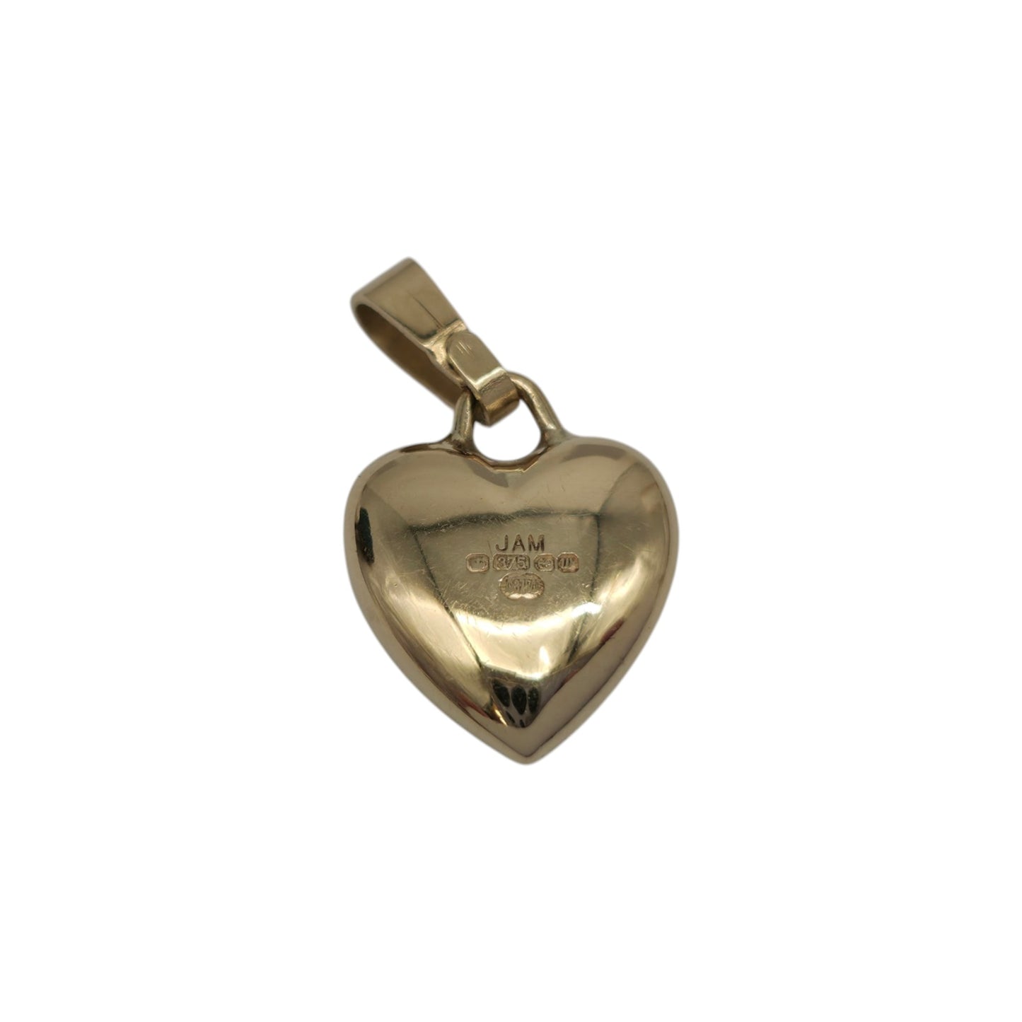 9ct 375 Yellow Gold Heart Pendant 1996 L 1.1 cm 0.7 g.