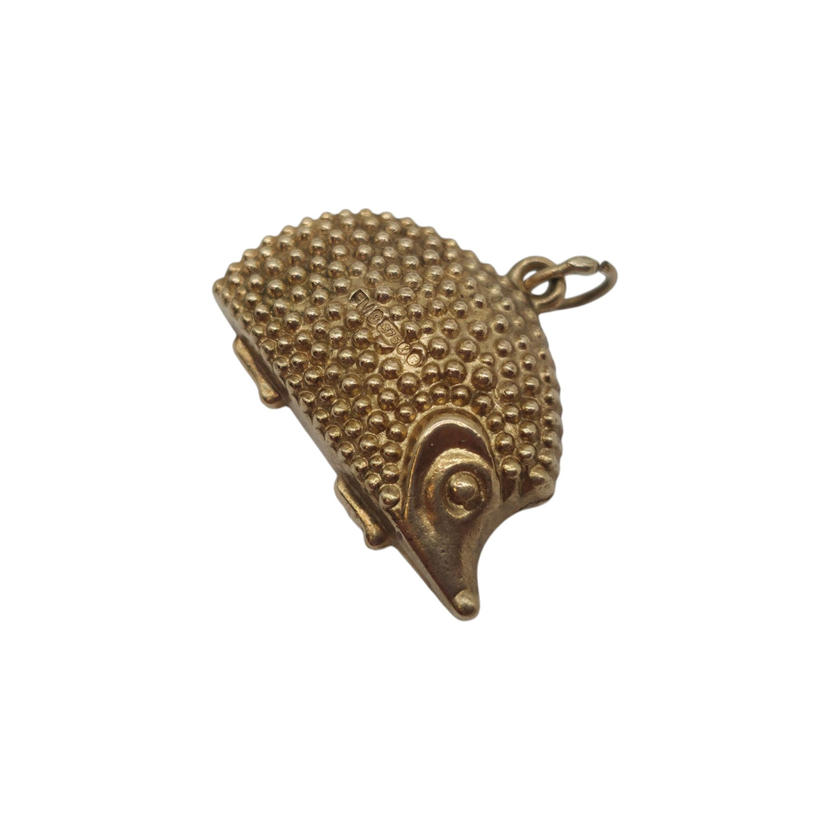 9ct 375 Yellow Gold Hedgehog Charm 1966 L 2.0 cm 1.5 g.