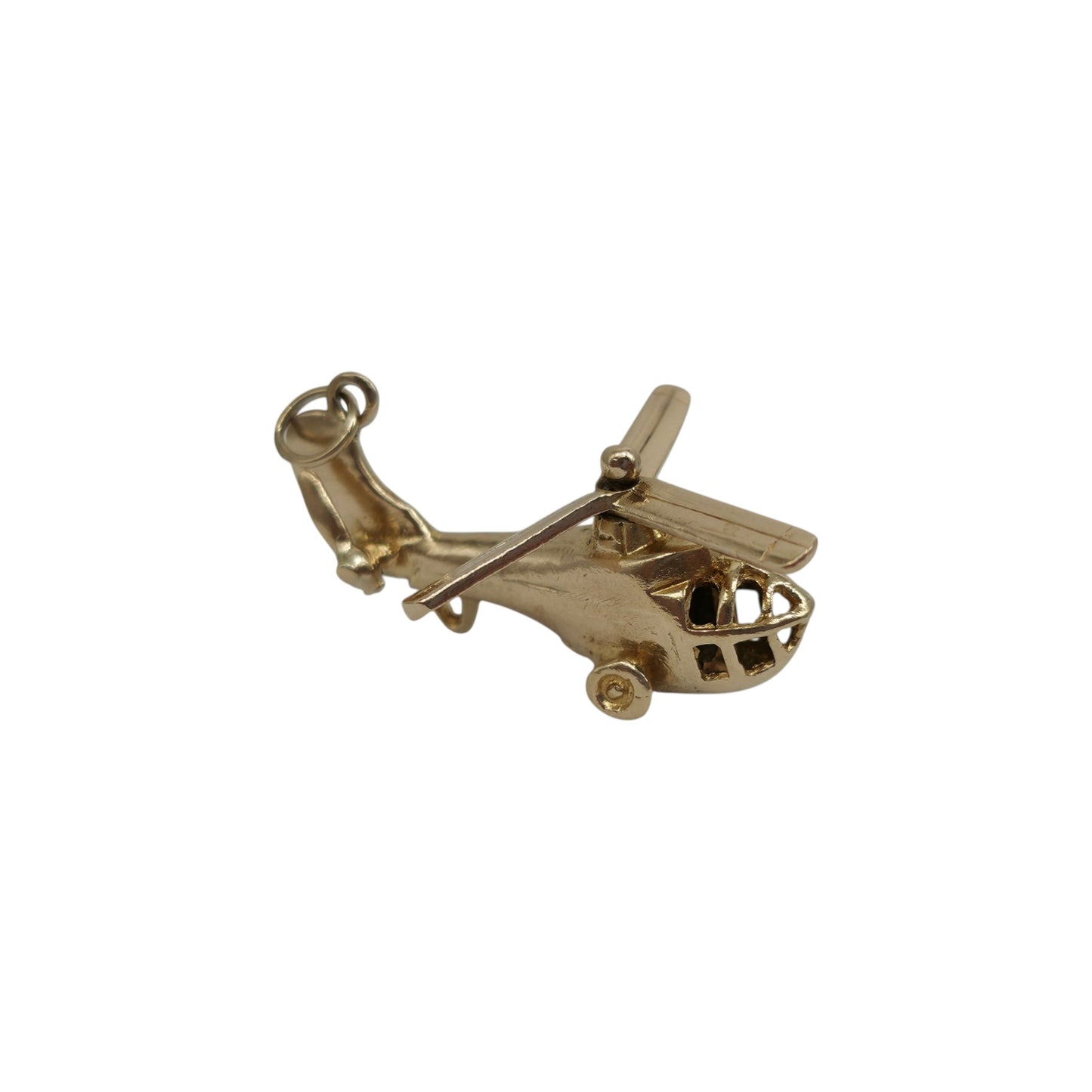 Rare 9ct 375 Yellow Gold Articulated Helicopter Charm 1960 L 2.5 cm 3.4 g.