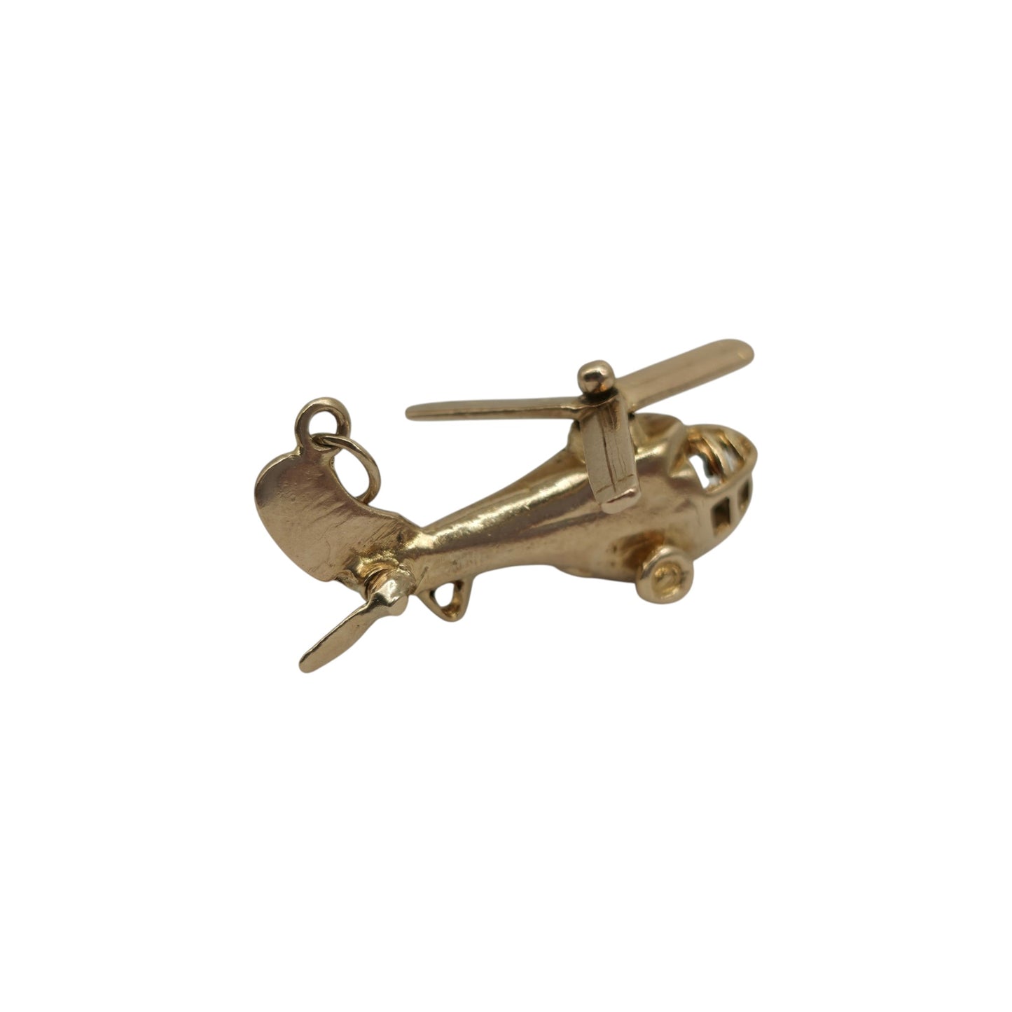 Rare 9ct 375 Yellow Gold Articulated Helicopter Charm 1960 L 2.5 cm 3.4 g.