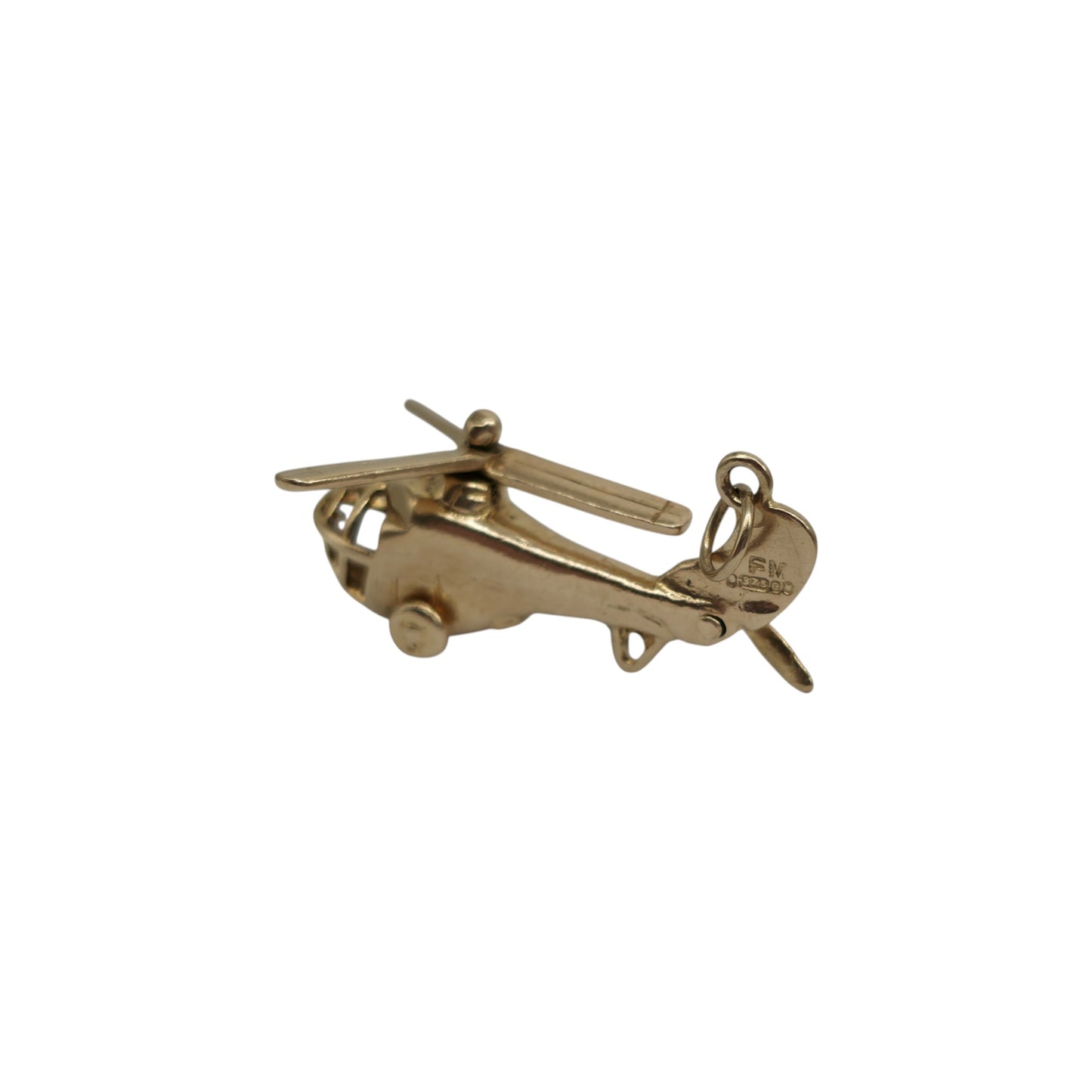Rare 9ct 375 Yellow Gold Articulated Helicopter Charm 1960 L 2.5 cm 3.4 g.