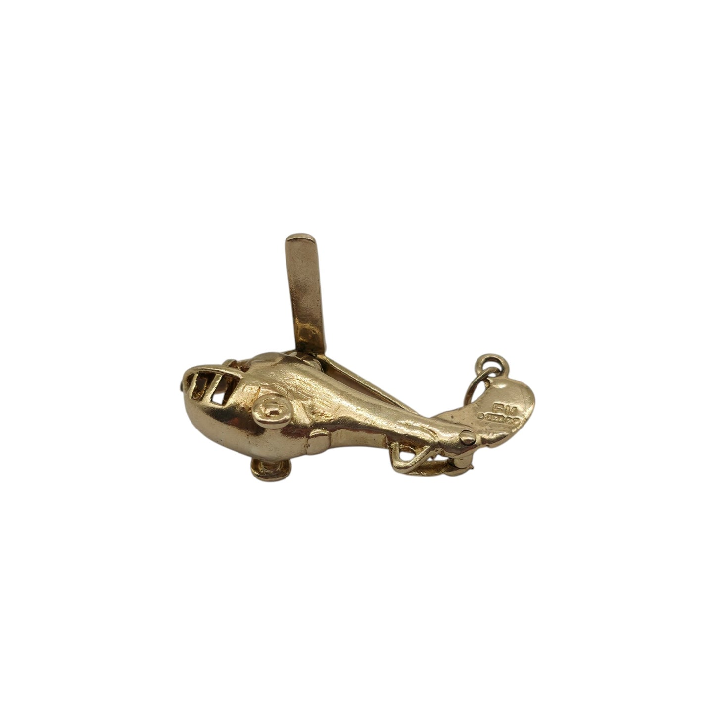 Rare 9ct 375 Yellow Gold Articulated Helicopter Charm 1960 L 2.5 cm 3.4 g.