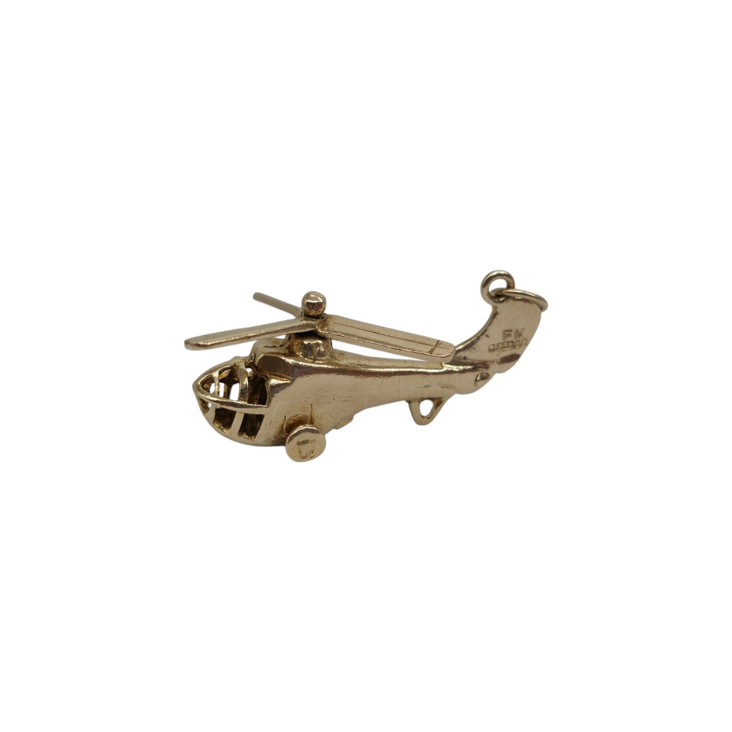 Rare 9ct 375 Yellow Gold Articulated Helicopter Charm 1960 L 2.5 cm 3.4 g.