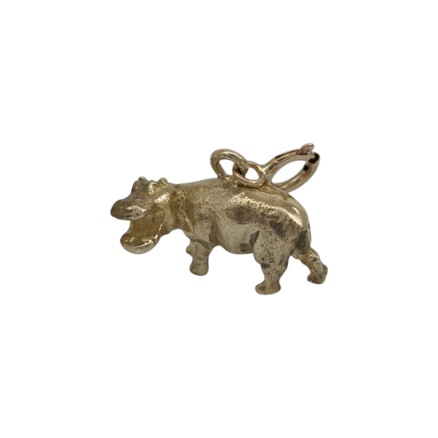 Cast 9ct 375 Yellow Gold Hippo Charm 2001 L 1.4 cm 2.7 g.