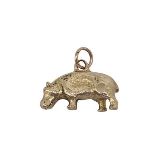 9ct Yellow Gold Hippo Charm L 1.6 cm 3.6 g.