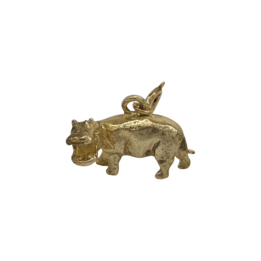 Cast 9ct 375 Yellow Gold Hippo Charm 2001 L 1.4 cm 2.7 g.