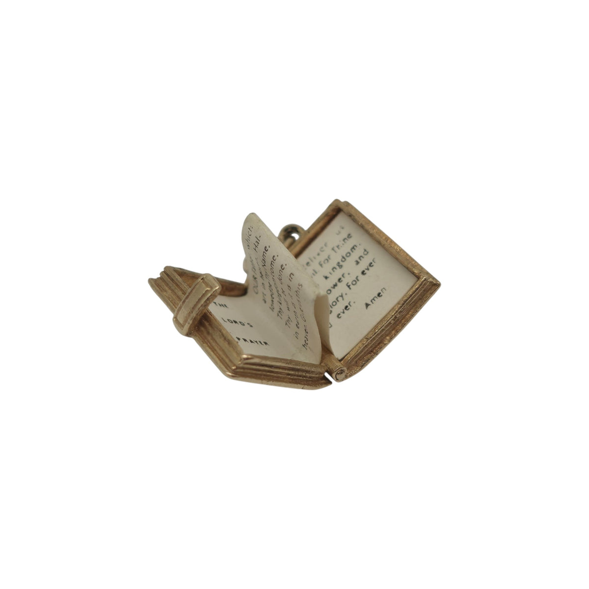 9ct 375 Yellow Gold Holy Bible Opening Charm 1973 L 1.3 cm 3.3 g.
