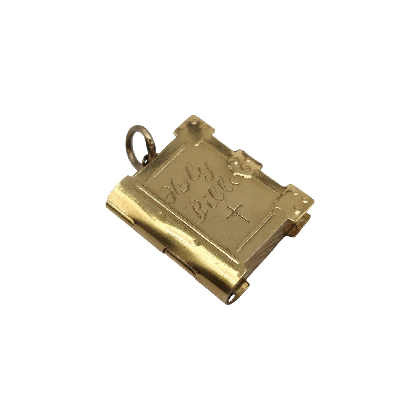 9ct 375 Yellow Gold Holy Bible Opening Charm 1977 L 2.0 cm 3.6 g.