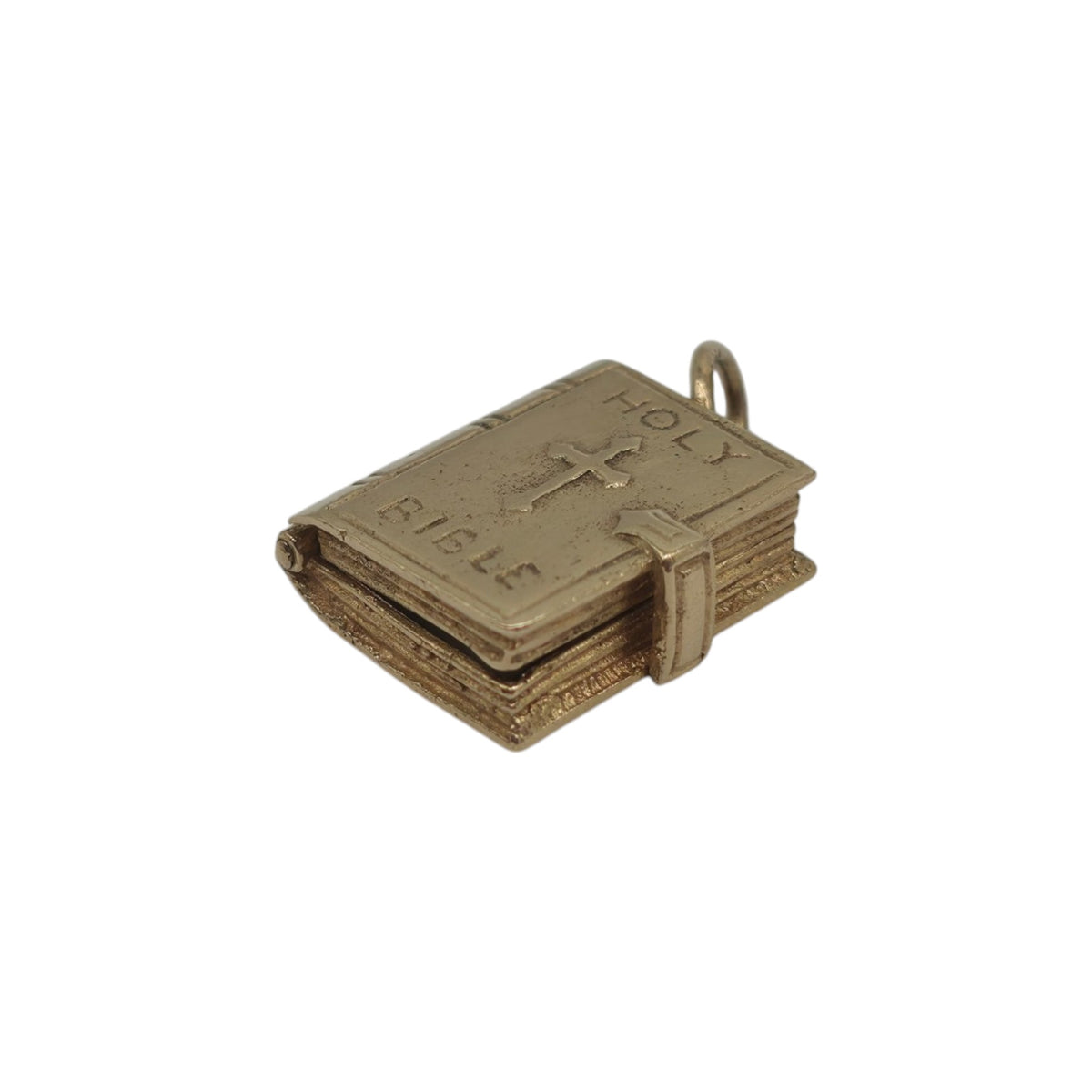 9ct 375 Yellow Gold Holy Bible Opening Charm 1973 L 1.3 cm 3.3 g.