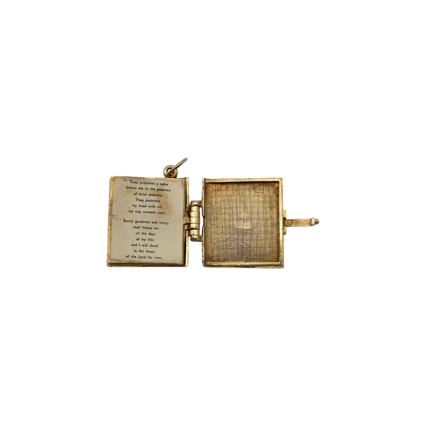 Heavy 9ct 375 Yellow Gold Holy Bible Opening Charm 1961 L 2.0 cm 14.0 g.
