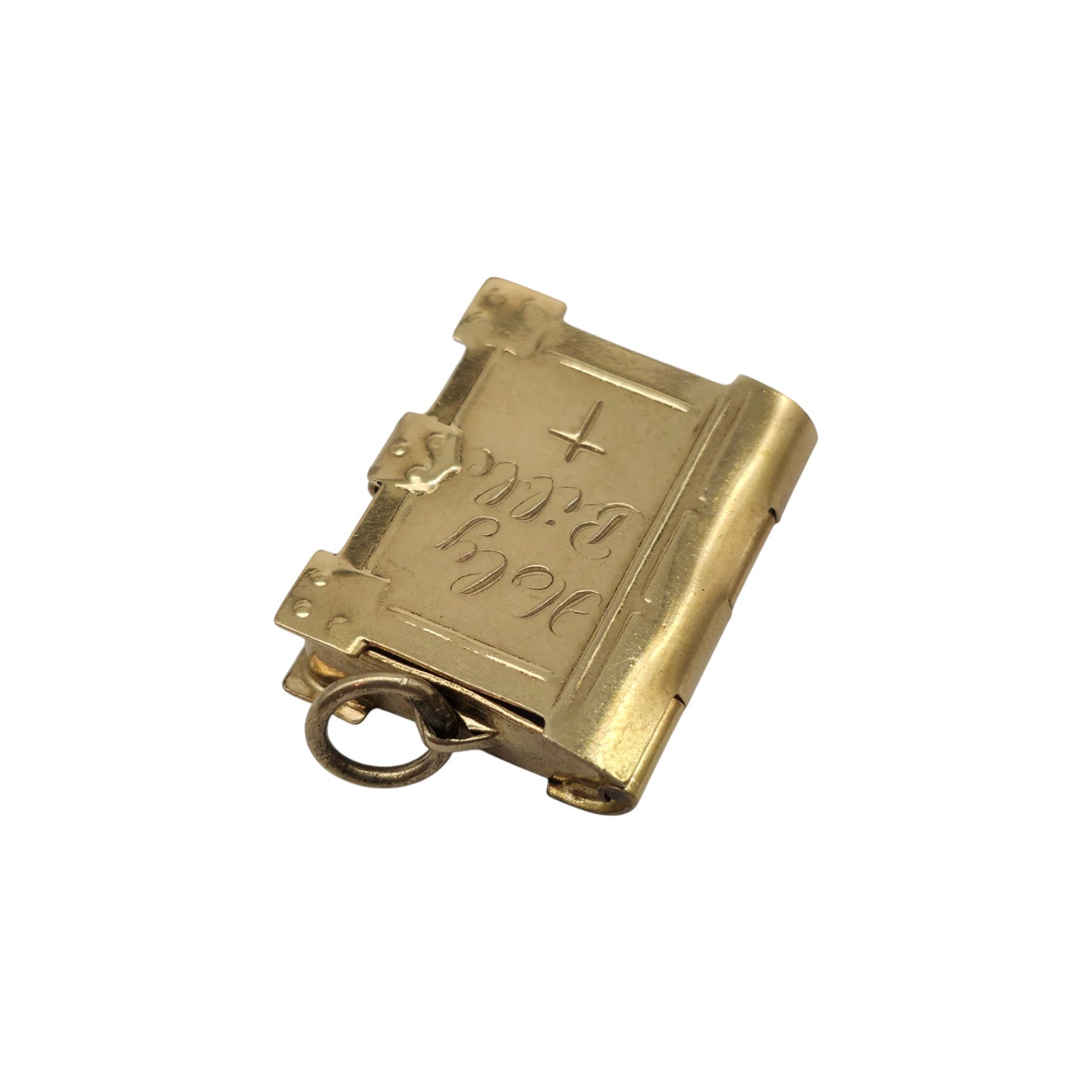 9ct 375 Yellow Gold Holy Bible Opening Charm 1977 L 2.0 cm 3.6 g.
