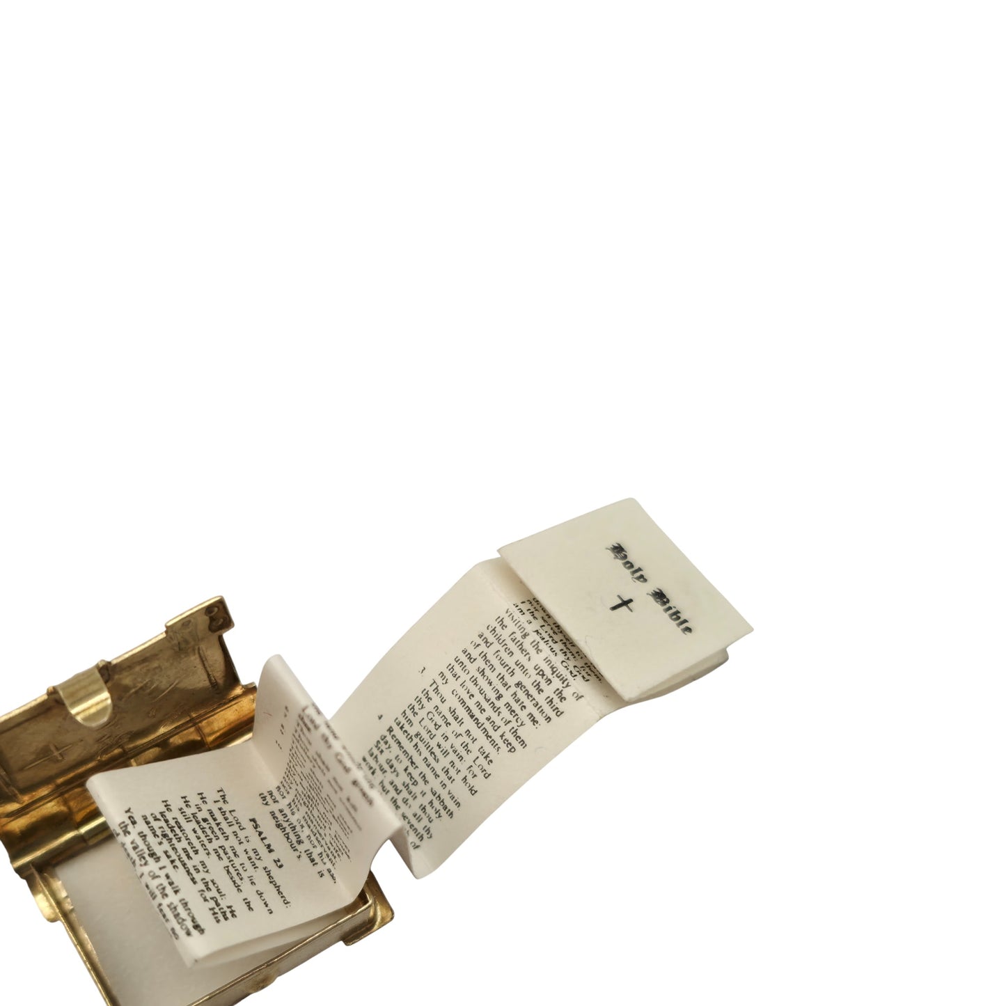 9ct 375 Yellow Gold Holy Bible Opening Charm 1977 L 2.0 cm 3.6 g.