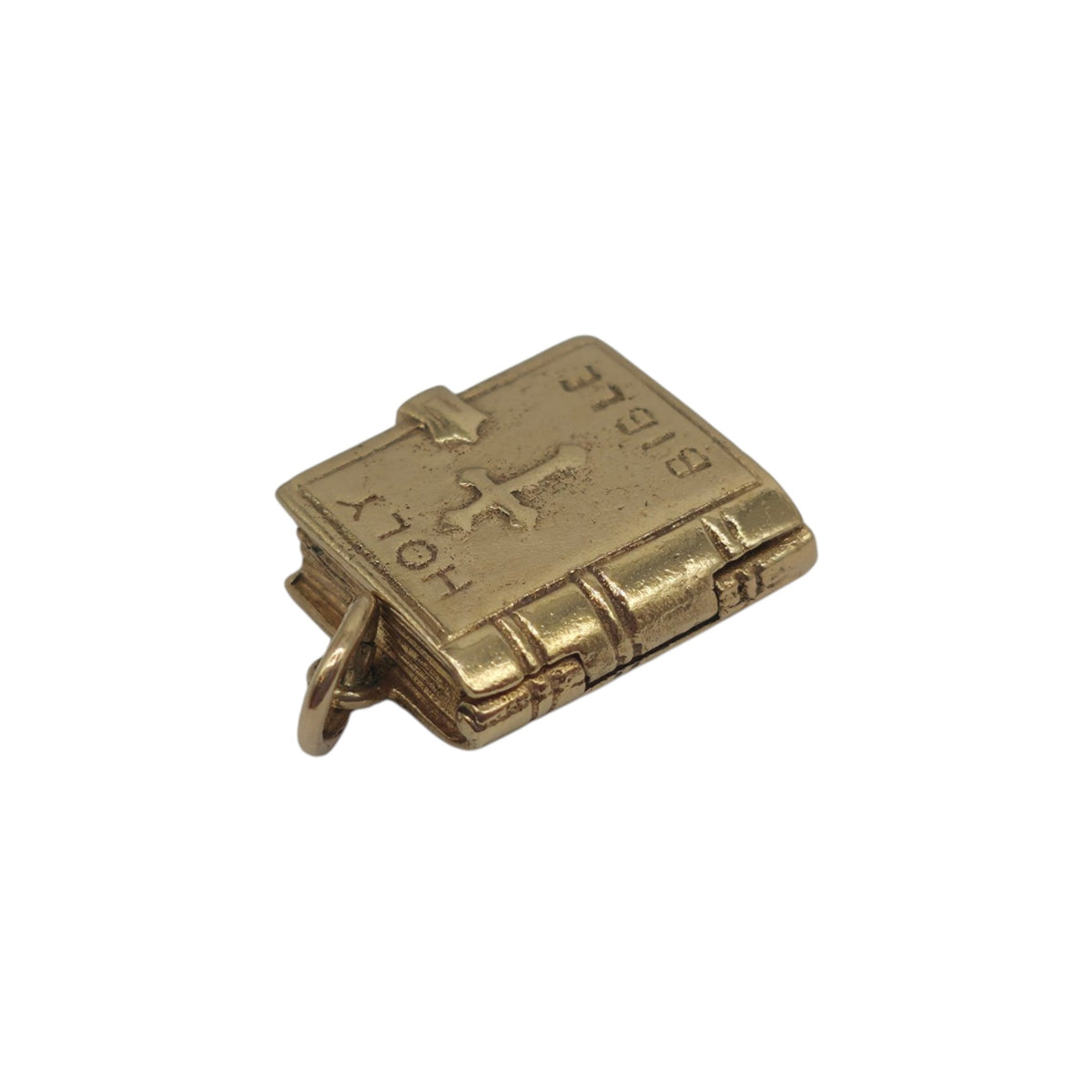9ct 375 Yellow Gold Holy Bible Opening Charm 1973 L 1.3 cm 3.3 g.