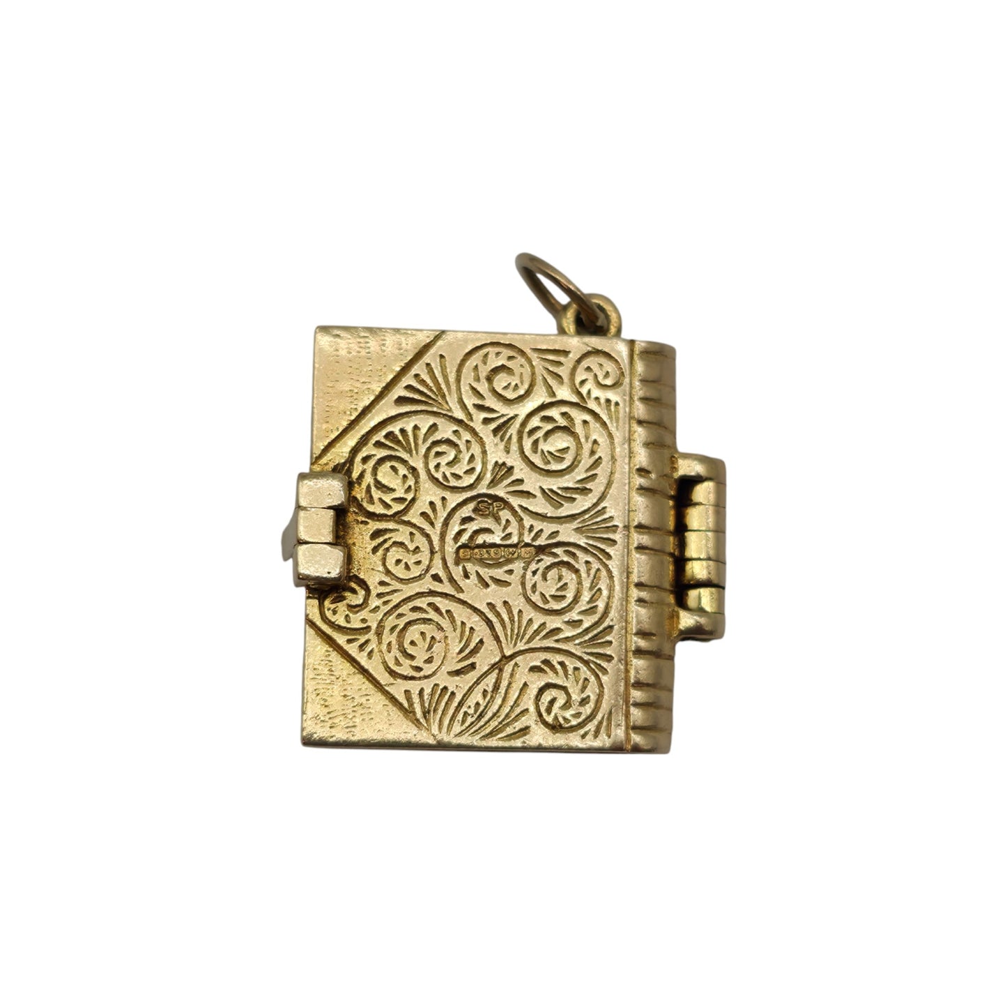 Heavy 9ct 375 Yellow Gold Holy Bible Opening Charm 1961 L 2.0 cm 14.0 g.