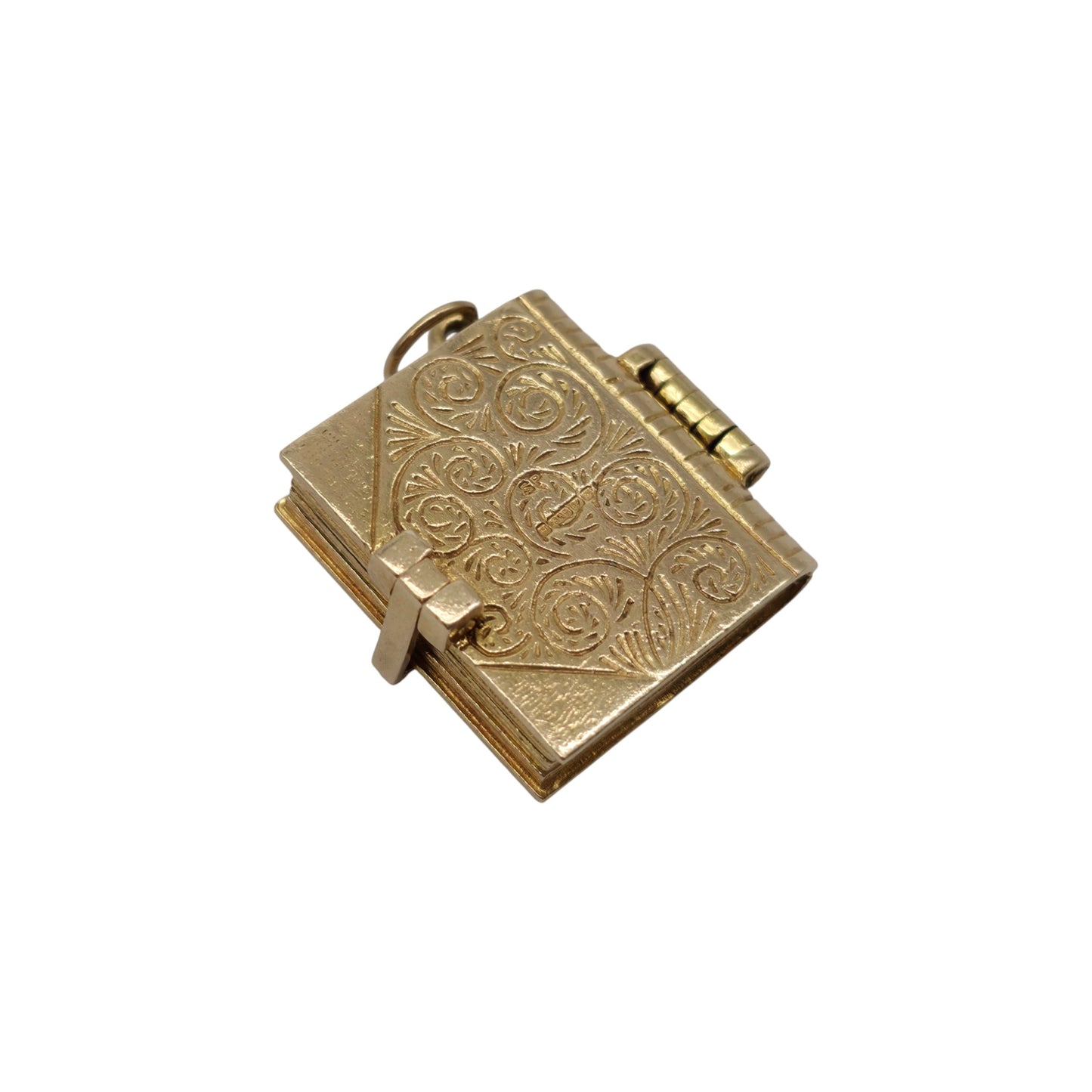 Heavy 9ct 375 Yellow Gold Holy Bible Opening Charm 1961 L 2.0 cm 14.0 g.