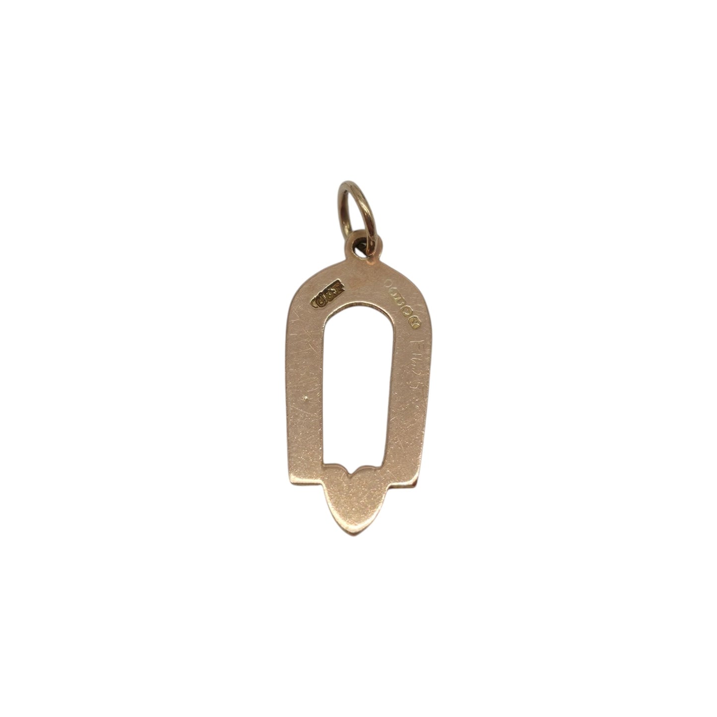 9ct 375 Rose Gold Horseshoe With Heart Charm 1948 L 1.6 cm 0.7 g.