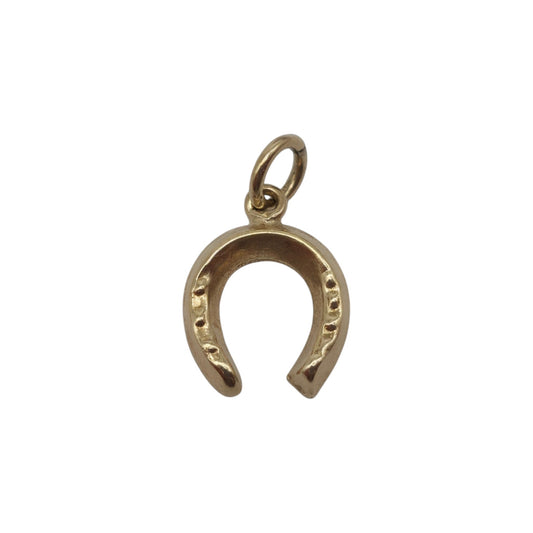 9ct 375 Yellow Gold Horseshoe Charm 1960 L 0.9 cm 0.4 g.