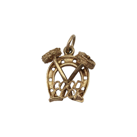 9ct 375 Yellow Gold Horseshoe Good Luck Charm 1969 L 1.5 cm 2.3 g.
