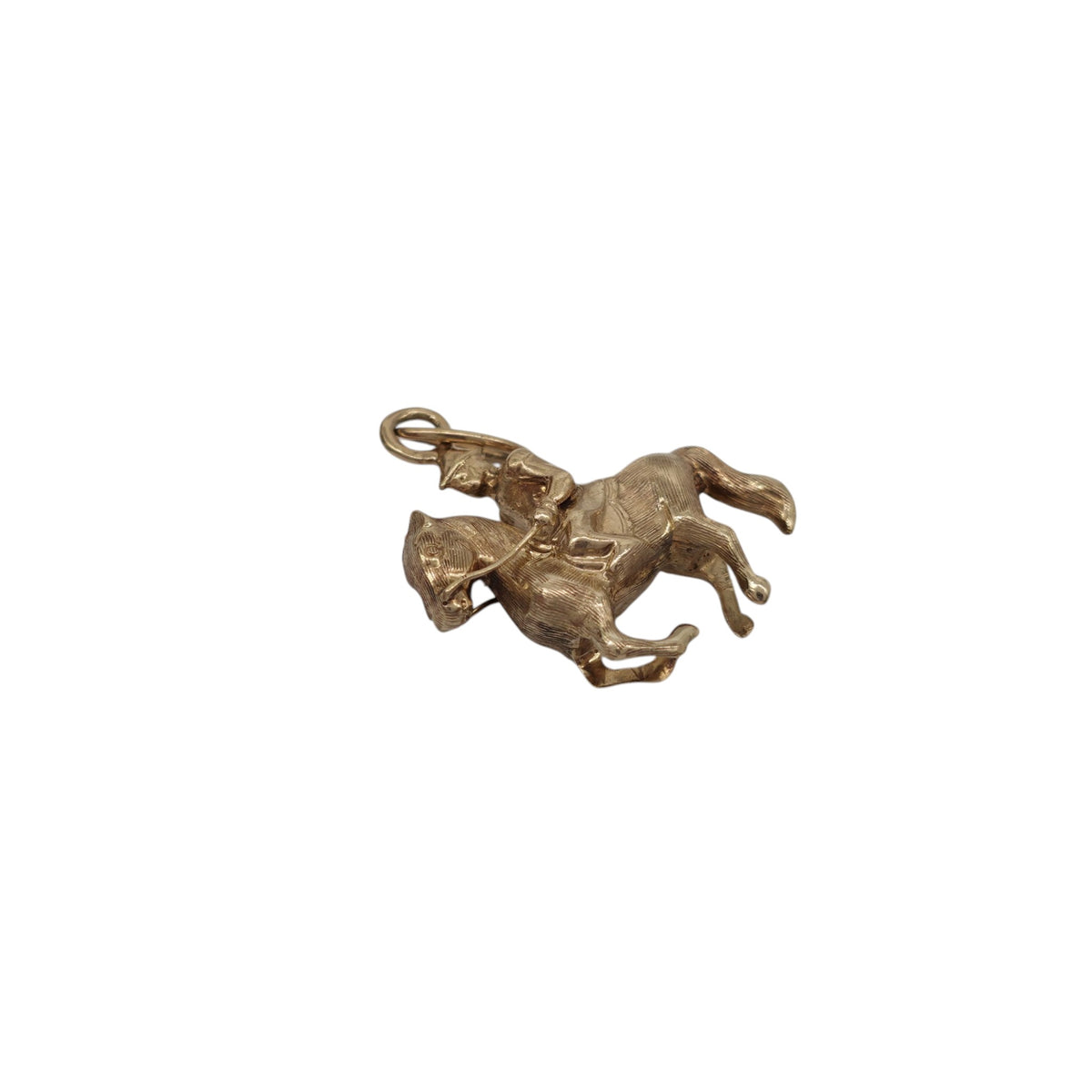 9ct 375 Yellow Gold Racing Horse Charm 1968 L 1.9 cm 1.7 g.