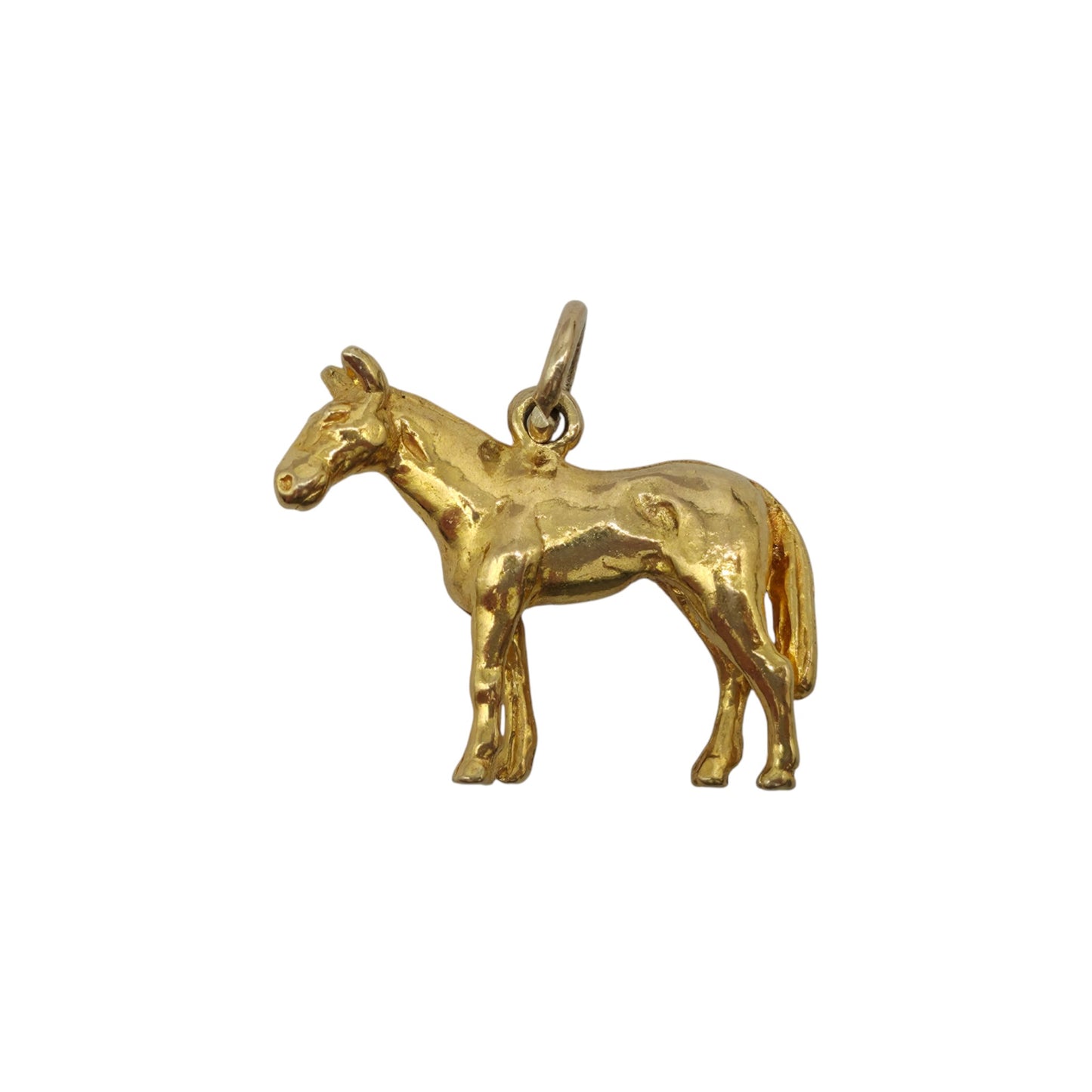 Cast 9ct 375 Yellow Gold Horse Charm 1971 L 2.2 cm 4.3 g.