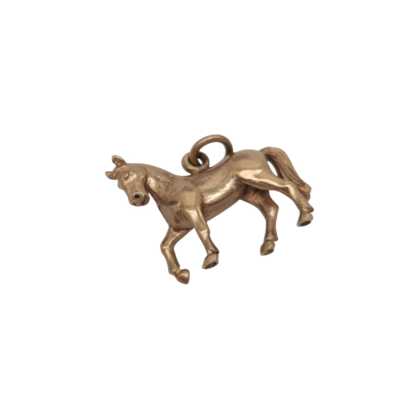 Cast 9ct 375 Yellow Gold Horse Charm 1968 L 2.0 cm 3.9 g.
