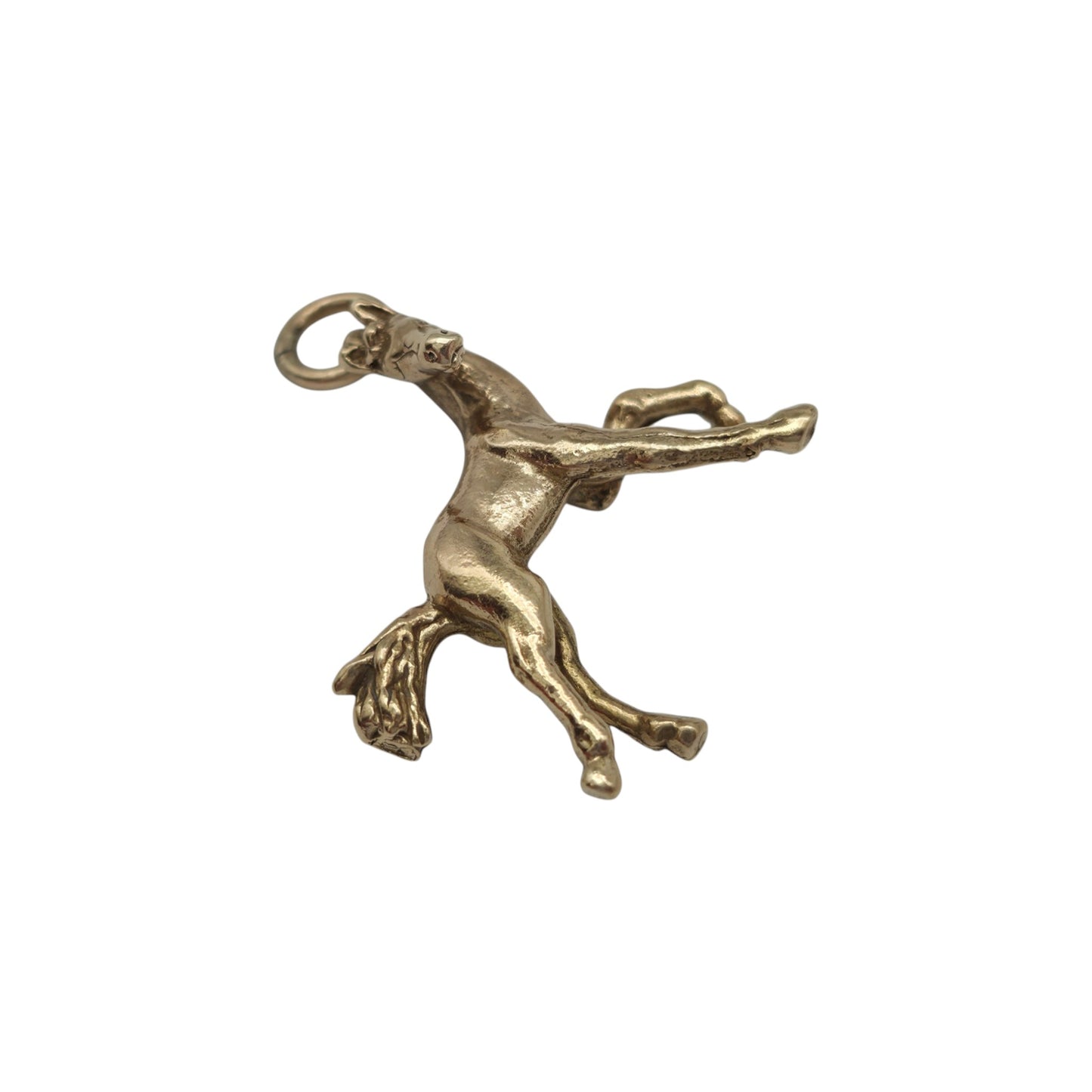 Cast 9ct 375 Yellow Gold Horse Charm 1963 L 2.2 cm 4.7 g.