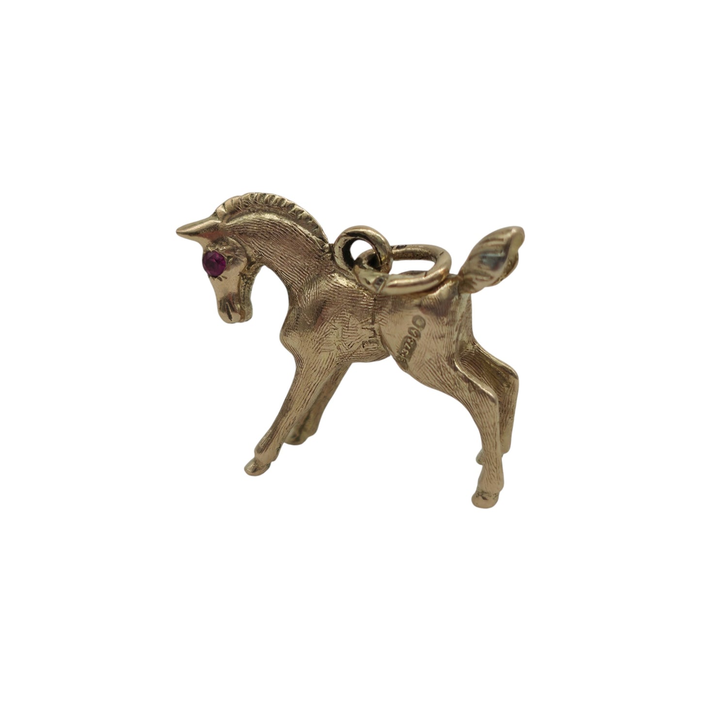 9ct 375 Yellow Gold Horse Charm 1963 L 1.8 cm 2.7 g.